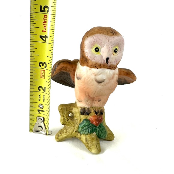 Ceramic Cute Baby Owl Statue Figurine Woodland Creature Nursery Decor Vintage - Picture 8 of 8
